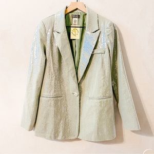 Sans Souci Sage Green Sequin Blazer Jacket Size small
